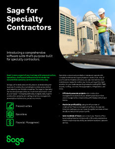 Sage For Specialty Contractors Package Brochure