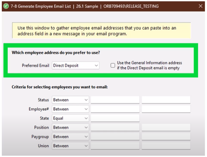 Sage 100 Contractor version 26.1 Enhancement: Email List Generation